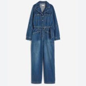 H&M Belted Denim Jumpsuit